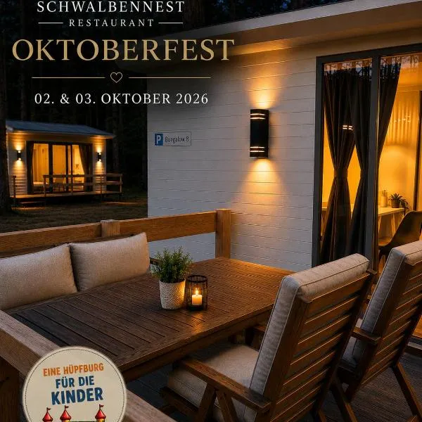 Premium Bungalow Ferienwohnung auf Rügen - bis 5 Personen - nur 100m zum Naturstrand - mitten im Wald - Familien und Hunde herzlich willkommen - Feriensiedlung Schwalbennest, hotel di Dranske