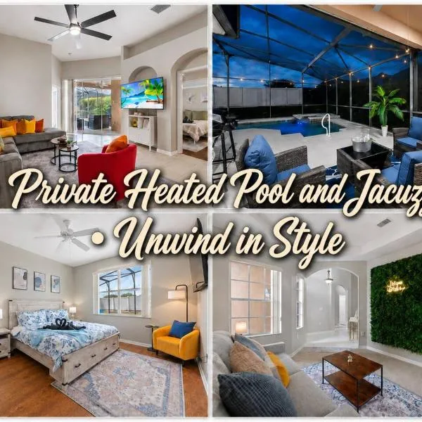 Chic 4BR,Heated Pool,Jacuzzi & Dining Oasis near Disney & Legoland, Hotel in Haines City