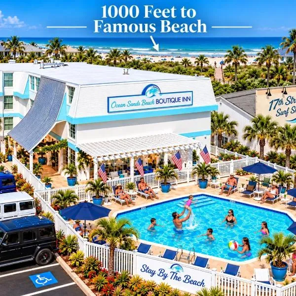 NEW 2026-Ocean Sands Beach Boutique Inn-24Hr Sauna and Salt-Mineral Pool-Free Beach Bikes and Famous Beach-Fresh Baked Cookies-Popcorn-In Room Bathrobes-Sunscreen-65 Inch TVsNetflix-Bedside Candy-Free Laundry- 4 Grand Black Beds-Call & Save-1-252-AHA-SAND, hotel v destinaci Kill Devil Hills