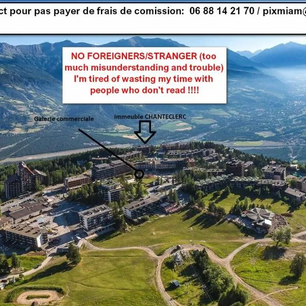 T2 PRALOUP 1600 bat Chanteclerc 6 personnes 36m2 avec chambre à part et 2 TV, Hotel in Uvernet-Fours