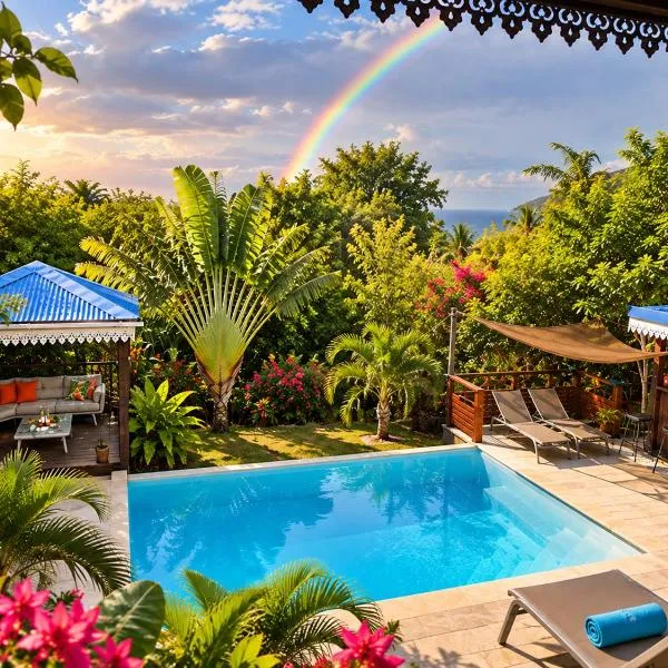 Gite et bungalow La Tortue Bleue Piscine & Malendure, hotel u gradu Bouillante