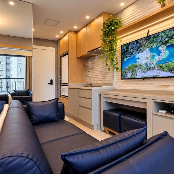 1209 Studio com cama QUEEN e solteiro em Moema