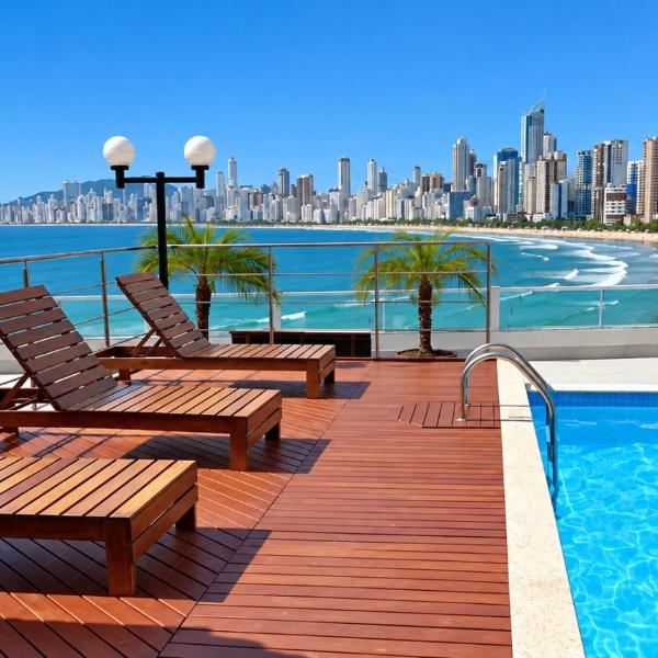 Studio em Prédio com Vista Mar - Piscina, Praia e Garagem