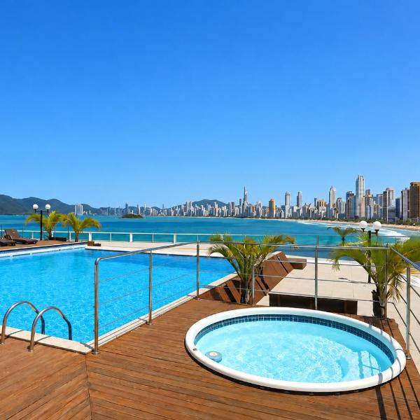 Internacional Residence c linda vista Beira Mar - Praia, Piscina e Garagem