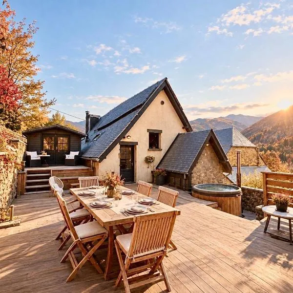 Le René-Sens, chalet 5p avec bain nordique, piscine et vue Pyrénées, hotel u gradu Boutx