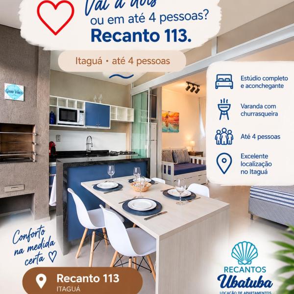 Estúdio MODERNO, com churrasqueira, Wifi, AC e Piscina, no Itaguá em Ubatuba, RECANTO 113 - Foto 3