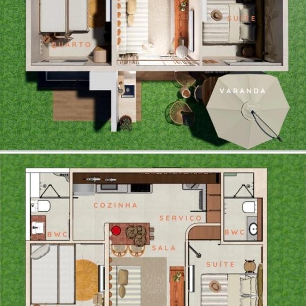 Apartamento Terreo 2qts de frente a piscina Infantil - Costa do Mar