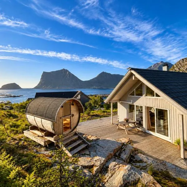 Haukland beach panorama - with Sauna, hotel en Offersøya