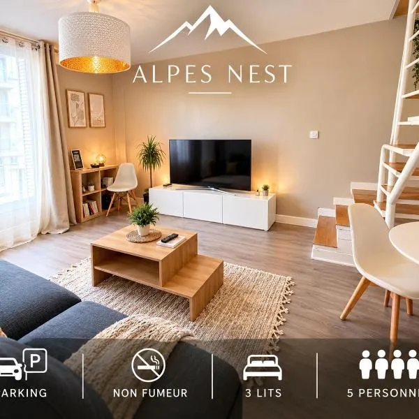ALPES NEST -Duplex 2 Chambres 3 Lits Parking Gratuit Clim Mobile, hotel Grenoble-ban