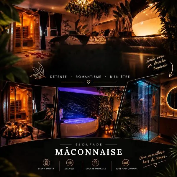 Spa-Sauna-Ciel de pluie tropicale-Crémant- Nuit Romantique - Escapade Mâconnaise, hótel í Mâcon