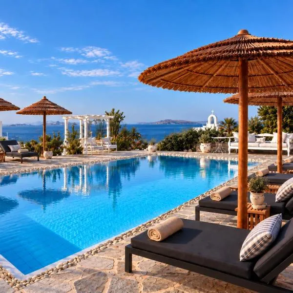 Manu Mykonos Exclusive Villa Luxury Beachside Stay with Private Pool by Quality Brand Villas, hotel u gradu 'Kalafatis'