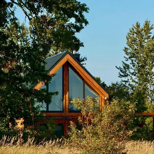 Dominiczyn에 위치한 호텔 Bez sąsiadów, Slow life Żuraw - nowoczesny domek z tarasem w pobliżu jezior i Poleskiego Parku Narodowego,sauna, jacuzzi, WiFi