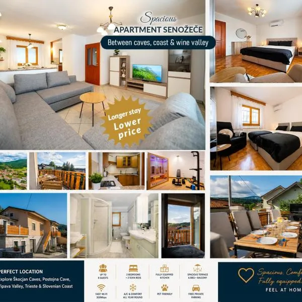 Spacious Apartment for 8 - Sauna, Fitness, Terrace & Grill - Senozece Village, hotel em Senožeče