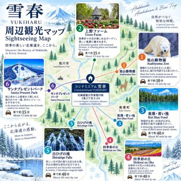 コンドミニアム 雪春--オフシーズン平日限定1泊無料 旭山動物園10分 美瑛 富良野観光の拠点 最大20名の大型貸切ステイ, hotelli kohteessa Asahikawa