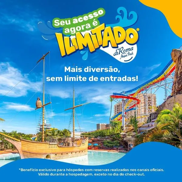 diRoma Império Romano direto com o Grupo diRoma com acesso ao Acqua Park e Café da manhã, hotel a Caldas Novas