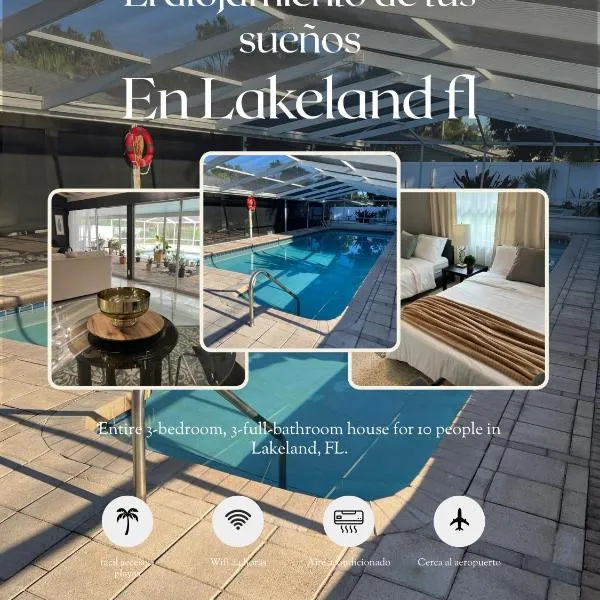 Huge Pool Retreat Sleeps 10 and Near Downtown, hotel Lakelandben