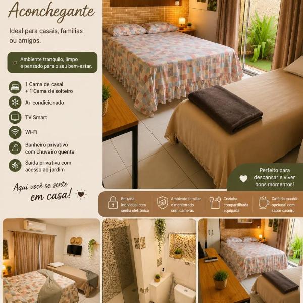 Quarto Triplo com Uma Cama de Casal e Uma de Solteiro com Ar-condicionado, Wi Fi, Banheiro Privativo