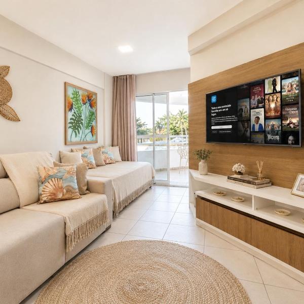 Apto Completo com Varanda Ampla e Vista Mar