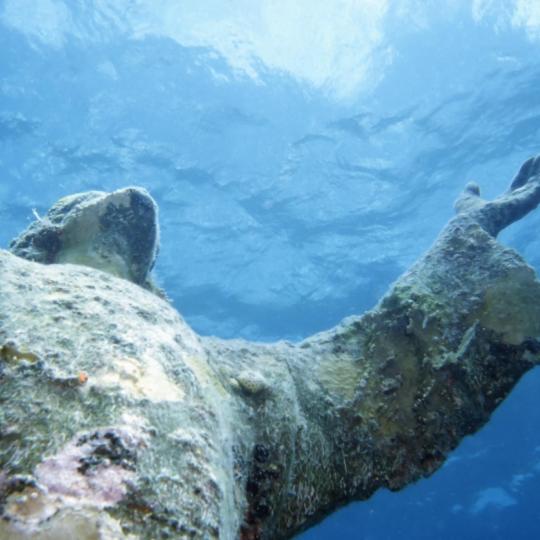 The submerged Christ of the Abyss statue